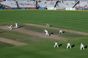 The last ball of the 3rd test match. Won by Australia.